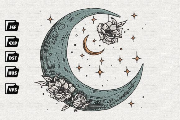Crescent Moon with Flower