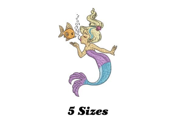 Cute Mermaid: A Charming Fairy Tale Embroidery Design