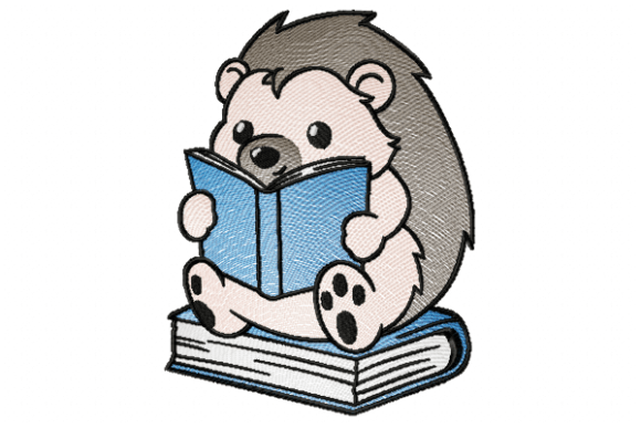 Hedgehog Read Embroidery Design