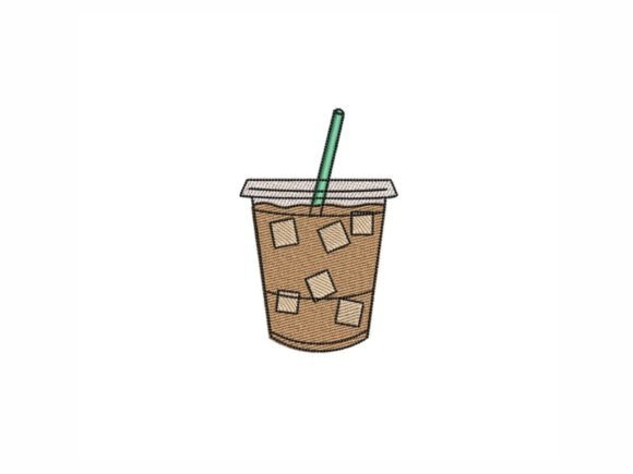 Iced Coffee Embroidery Design