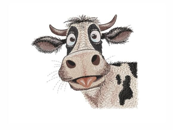 Quirky Cow: A Charming Farm Animal Embroidery Design for Personalized Gifts