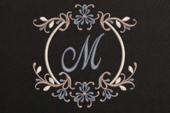 Single Monogram in Frame Letter M Black